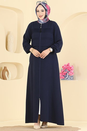 moda selvim Abaya PL9224 Navy Blue - Thumbnail