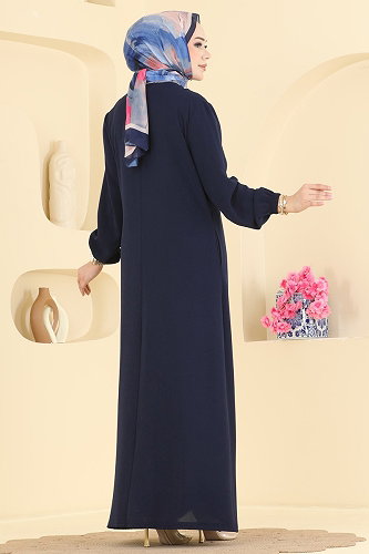 moda selvim عباءة كحلي PL9224 - Thumbnail