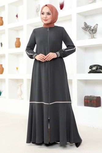 moda selvim Abaya RBA2001 Gray - Thumbnail