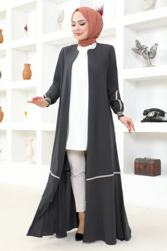 moda selvim Abaya RBA2001 Gray - Thumbnail