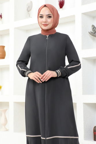 moda selvim Abaya RBA2001 Gray - Thumbnail