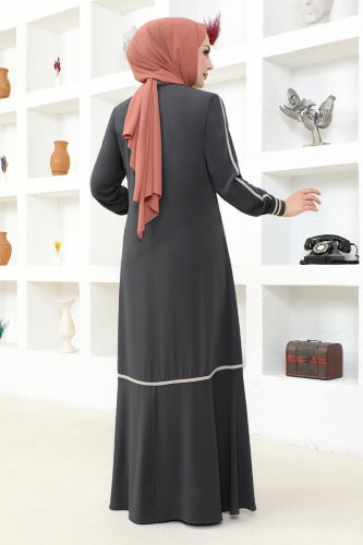 moda selvim Abaya RBA2001 Gray - Thumbnail