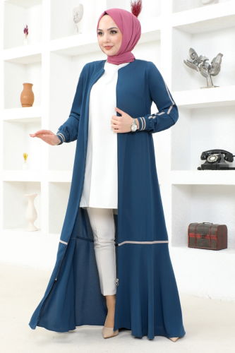 moda selvim Abaya RBA2001 Indigo - Thumbnail