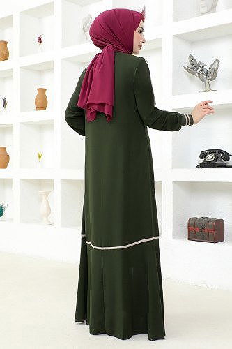 moda selvim عباءة اخضر عفني RBA2001-M - Thumbnail