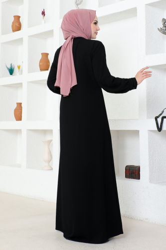 moda selvim Abaya RBA2003 Black - Thumbnail