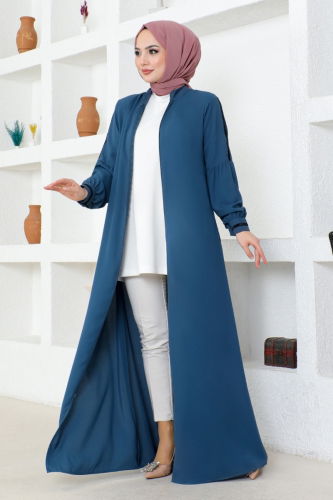 moda selvim Abaya RBA2003 Indigo - Thumbnail