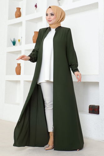 moda selvim Abaya RBA2003 Khaki - Thumbnail