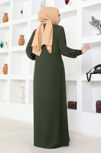 moda selvim Abaya RBA2003 Khaki - Thumbnail