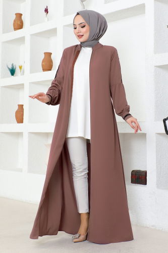 moda selvim Abaya RBA2003 Salmon - Thumbnail