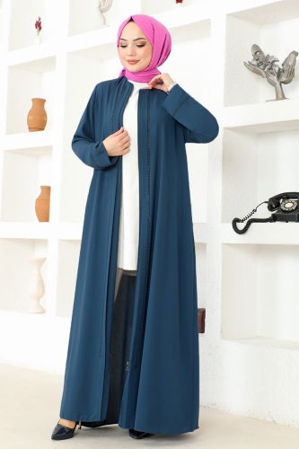 moda selvim Abaya RBA2005 Indigo - Thumbnail