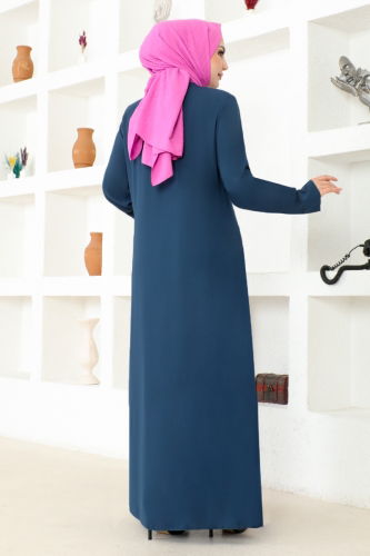 moda selvim Abaya RBA2005 Indigo - Thumbnail