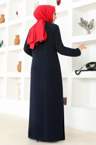 moda selvim Abaya RBA2005 Navy Blue - Thumbnail