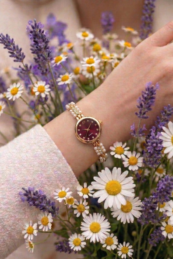 Modaselvim ساعة الإكسسوار ذهبي وخمري 102CLSK1184