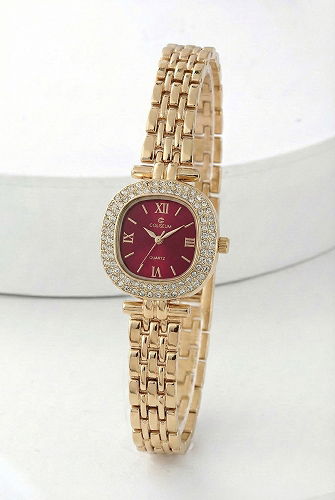 moda selvim Accessory 142CLSK1184 Gold & Burgundy - Thumbnail