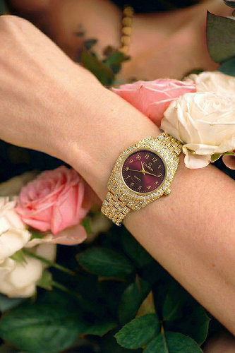 moda selvim Accessory 153CLSK1184 Gold & Burgundy - Thumbnail