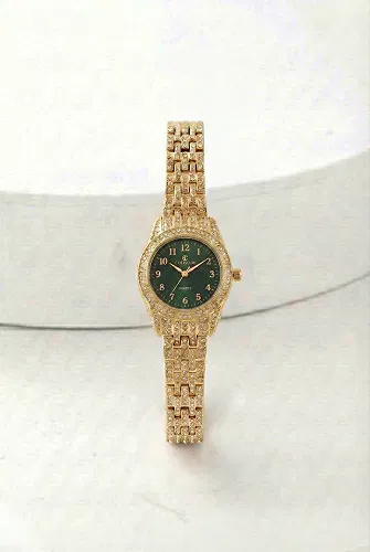 moda selvim الإكسسوار ذهبي&أخضر غامق 153CLSK1184 - Thumbnail