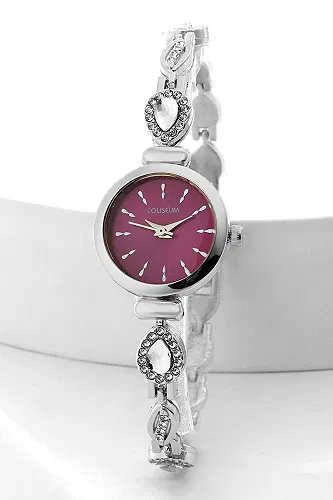 moda selvim Accessory 8794CLSK1184 Silver&Burgundy - Thumbnail