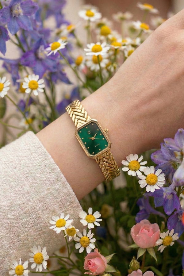 Modaselvim CLOCK Accessory 8838CLSK1184 Gold&Emerald