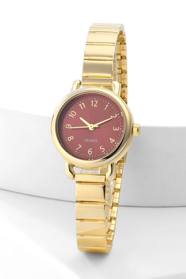 Modaselvim CLOCK Accessory 8844CLSK1184 Gold & Burgundy