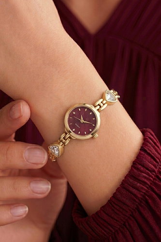 moda selvim Accessory 9039CLSK1184 Gold & Burgundy - Thumbnail