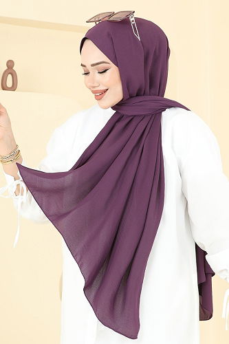 moda selvim Aerobin Caz Şal Serisi 506MDL873 Açık Mor - Thumbnail