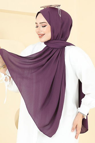 moda selvim Aerobin Caz Şal Serisi 506MDL873 Açık Mor - Thumbnail