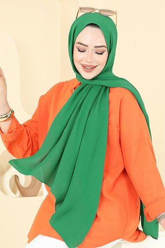 moda selvim Aerobin Caz Şal Serisi 506MDL873 Benetton Yeşili - Thumbnail