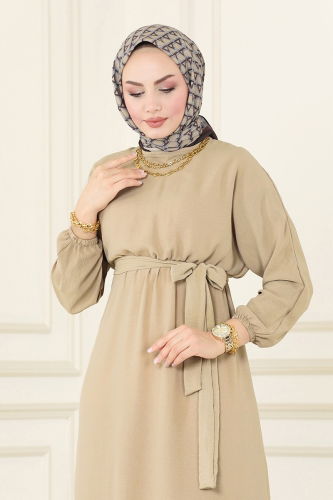 moda selvim Dress ASM2590 Beach Beige - Thumbnail