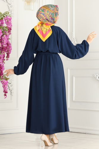 moda selvim Dress ASM2590 Navy Blue - Thumbnail