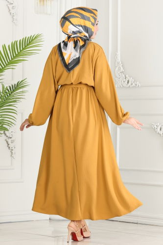 moda selvim Dress ASM2590 Mustard - Thumbnail