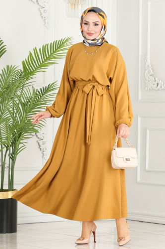 moda selvim Dress ASM2590 Mustard - Thumbnail