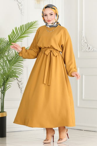 moda selvim Dress ASM2590 Mustard - Thumbnail