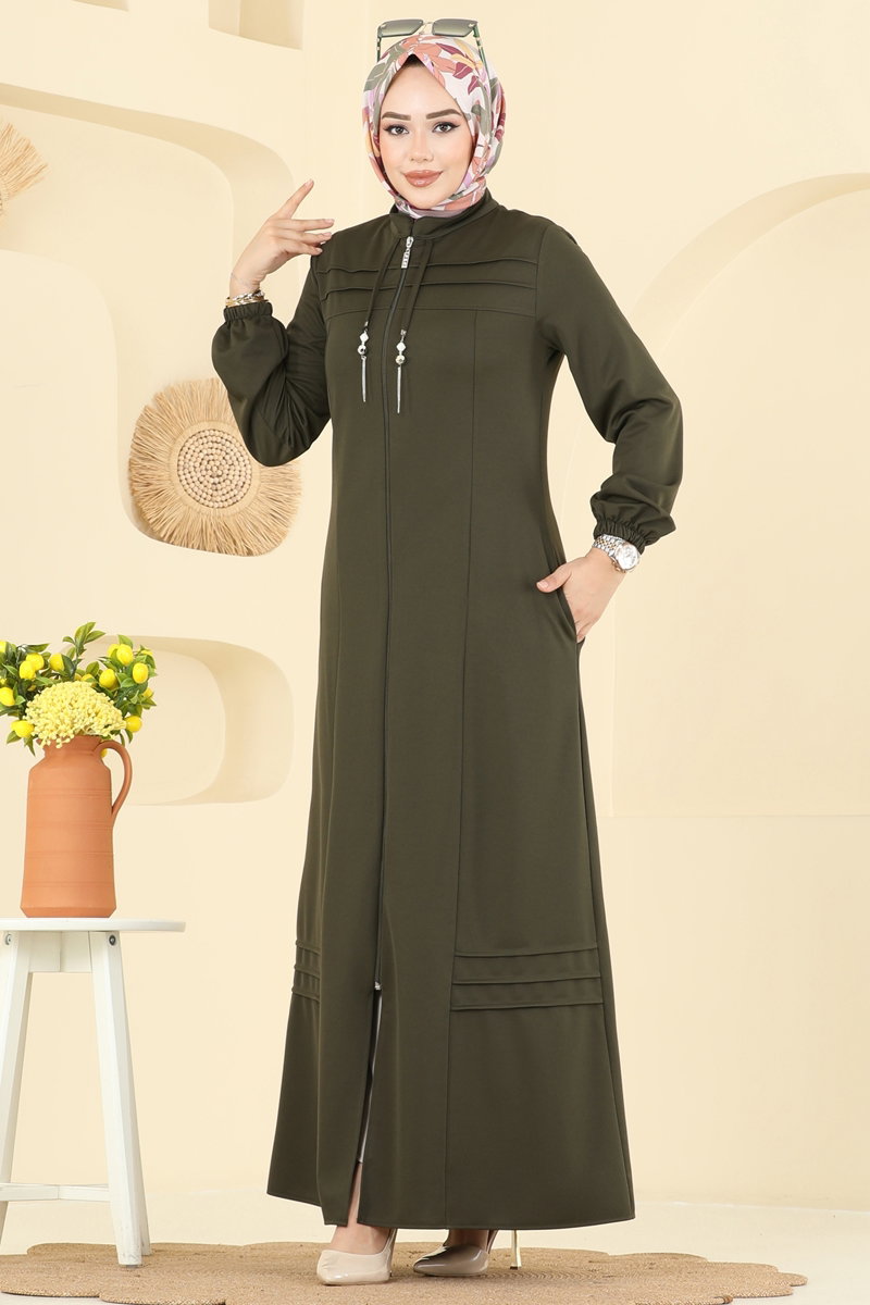 Aksesuar Bağcıklı Dabıl Ferace 2739SL432 Haki - Moda Selvim