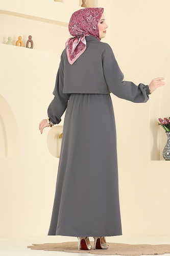 moda selvim Aksesuar Cep Detaylı Takım 2778AYD574 Antrasit - Thumbnail