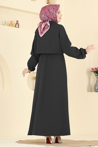 moda selvim Aksesuar Cep Detaylı Takım 2778AYD574 Siyah - Thumbnail