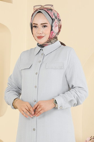 moda selvim Aksesuar Cepli 2 li Takım 9251PLK541 Gri - Thumbnail