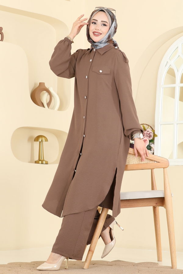 Modaselvim Kombin Aksesuar Cepli Aerobin Takım 2815SL432 Kahve