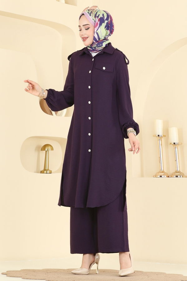 Modaselvim Kombin Aksesuar Cepli Aerobin Takım 2815SL432 Mor