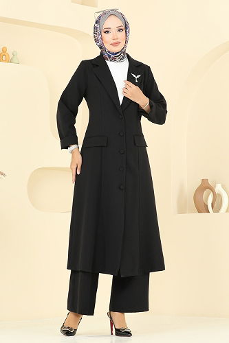 moda selvim Aksesuar Cepli Dabıl Takım 2685SL432 Siyah - Thumbnail