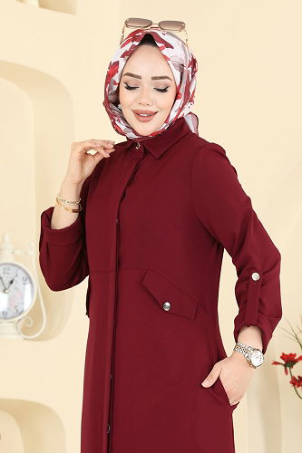 moda selvim Aksesuar Cepli Dabıl Takım 2792SL432 Bordo - Thumbnail