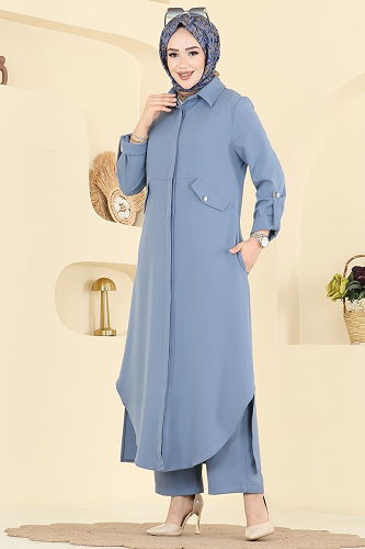 moda selvim Aksesuar Cepli Dabıl Takım 2792SL432 Mavi - Thumbnail