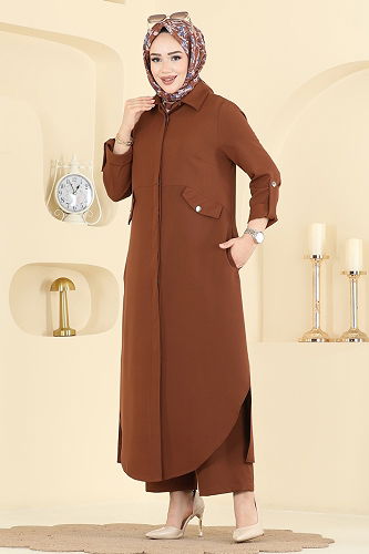 moda selvim Aksesuar Cepli Dabıl Takım 2792SL432 Taba - Thumbnail