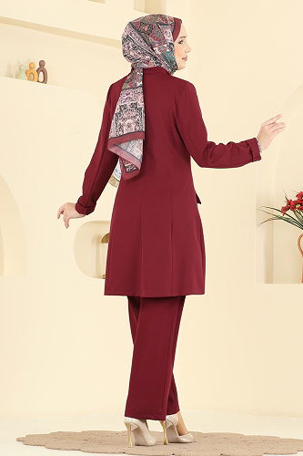moda selvim Aksesuar Cepli Dabıl Takım 2800SL432 Bordo - Thumbnail