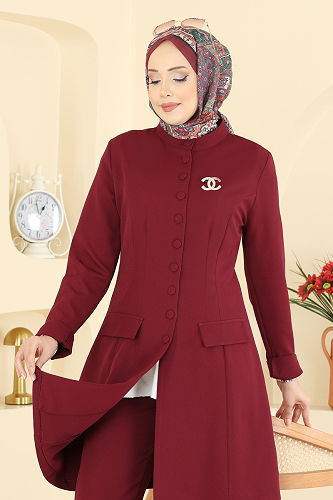 moda selvim Aksesuar Cepli Dabıl Takım 2800SL432 Bordo - Thumbnail