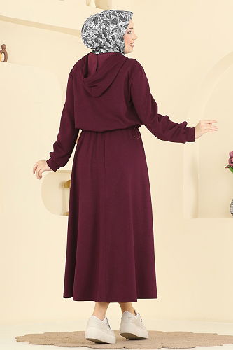 moda selvim Aksesuar Cepli Etekli Takım 3248HBS856 Bordo - Thumbnail