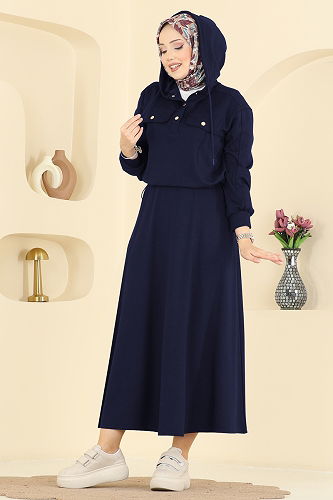 moda selvim Aksesuar Cepli Etekli Takım 3248HBS856 Laci - Thumbnail