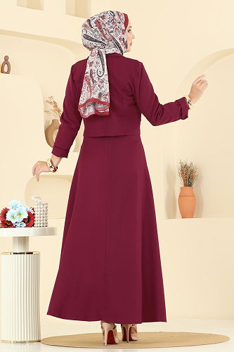 moda selvim Aksesuar Cepli İkili Takım 2735SL432 Bordo - Thumbnail
