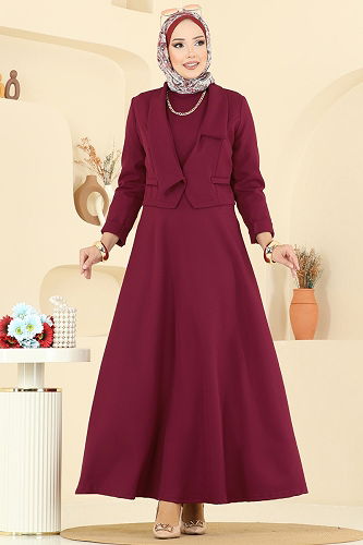 moda selvim Aksesuar Cepli İkili Takım 2735SL432 Bordo - Thumbnail