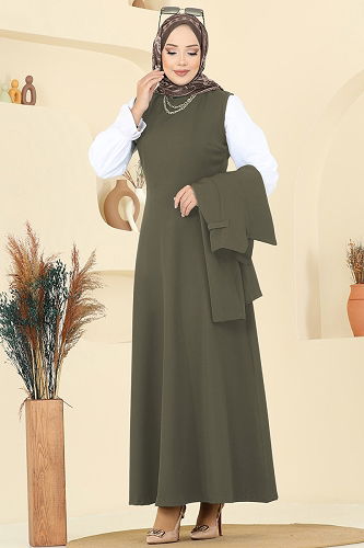 moda selvim Aksesuar Cepli İkili Takım 2735SL432 Haki - Thumbnail