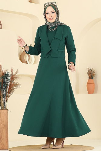 moda selvim Aksesuar Cepli İkili Takım 2735SL432 Zümrüt - Thumbnail